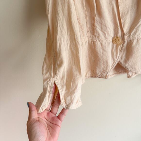 J. Jill Cream Pleated Single Button Linen Jacket - XL - Picture 2 of 8